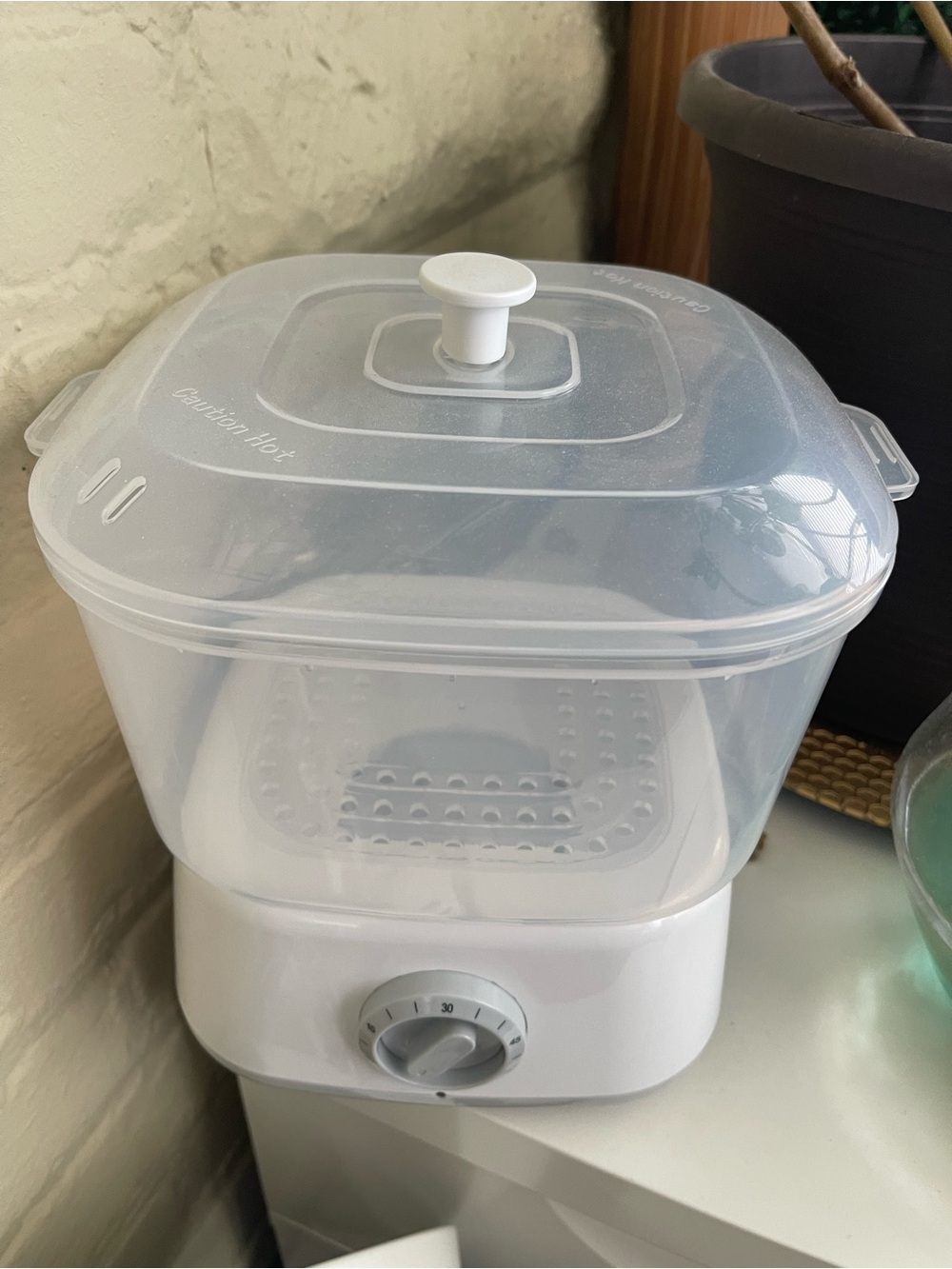 White Electric Food Steamer - Compact Home Party Supplies